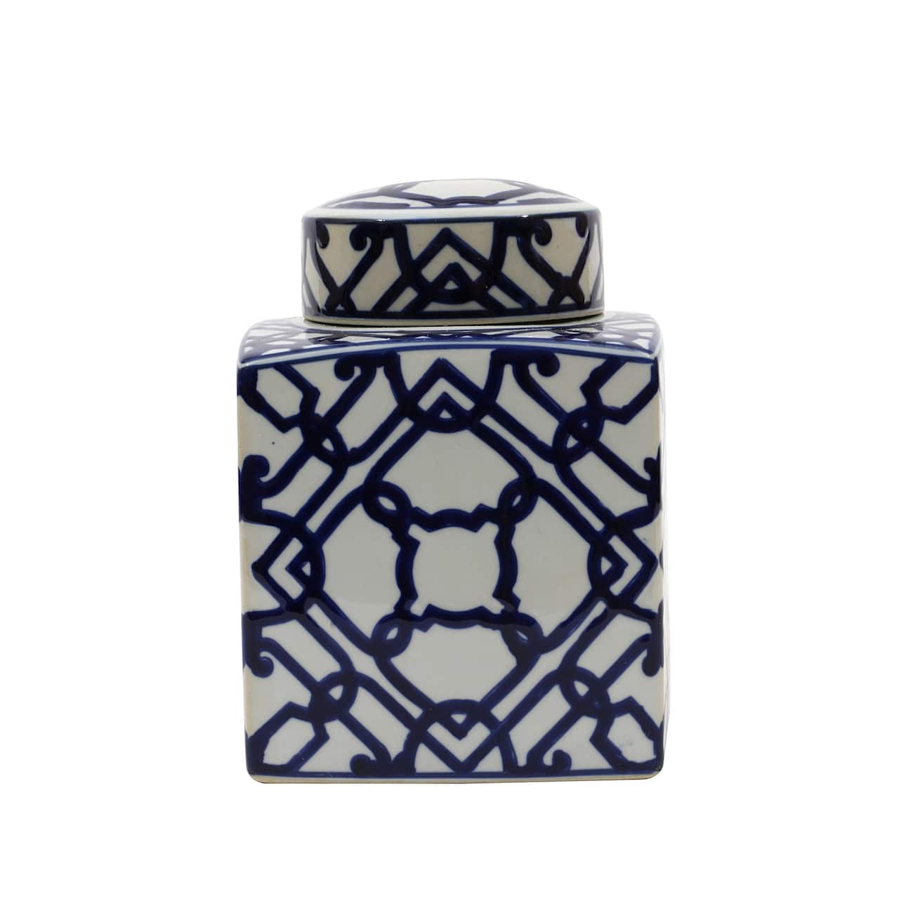 Hello Honey® 8.5" Blue & White Ceramic Ginger Jar with Lid